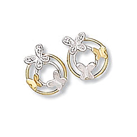 Two-tone Butterfly Circle Earrings - Click Image to Close